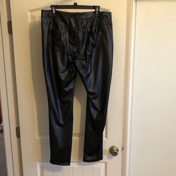 Black Metallic Leather Pants - Picture 4 of 11